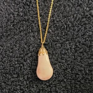 Vintage Pink Rock Pendant W/Chain